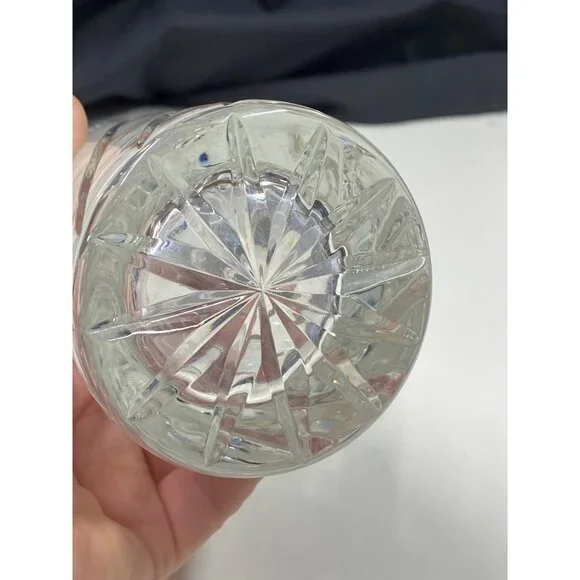 Vintage Crystal Clear Cut Glass Flower Vase Swirl Design Starburst Base Heavy - Picture 6 of 10